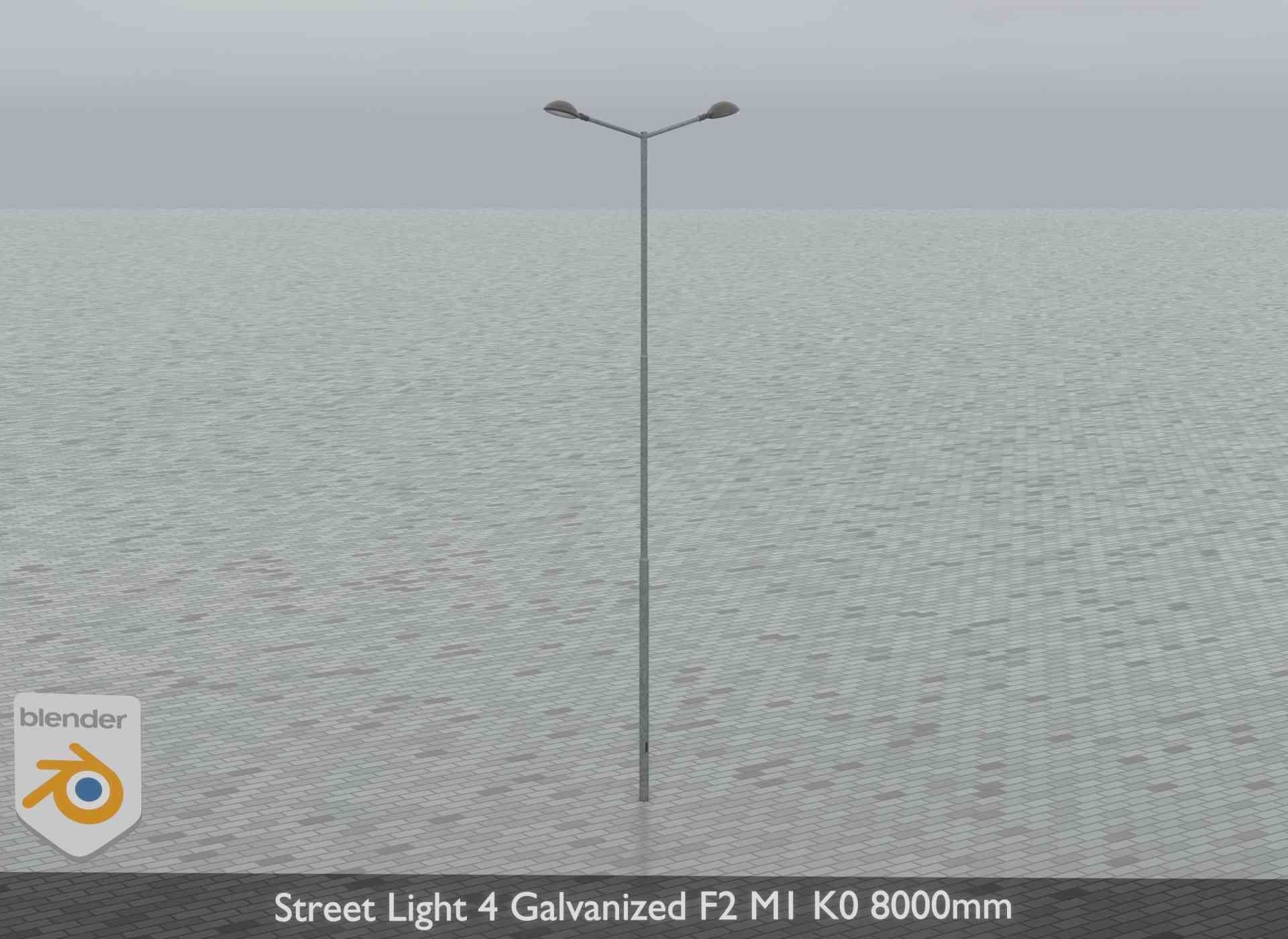 Street Light 4 Galvanized F2 M1 K0 8000mm Low-poly 3D model_16