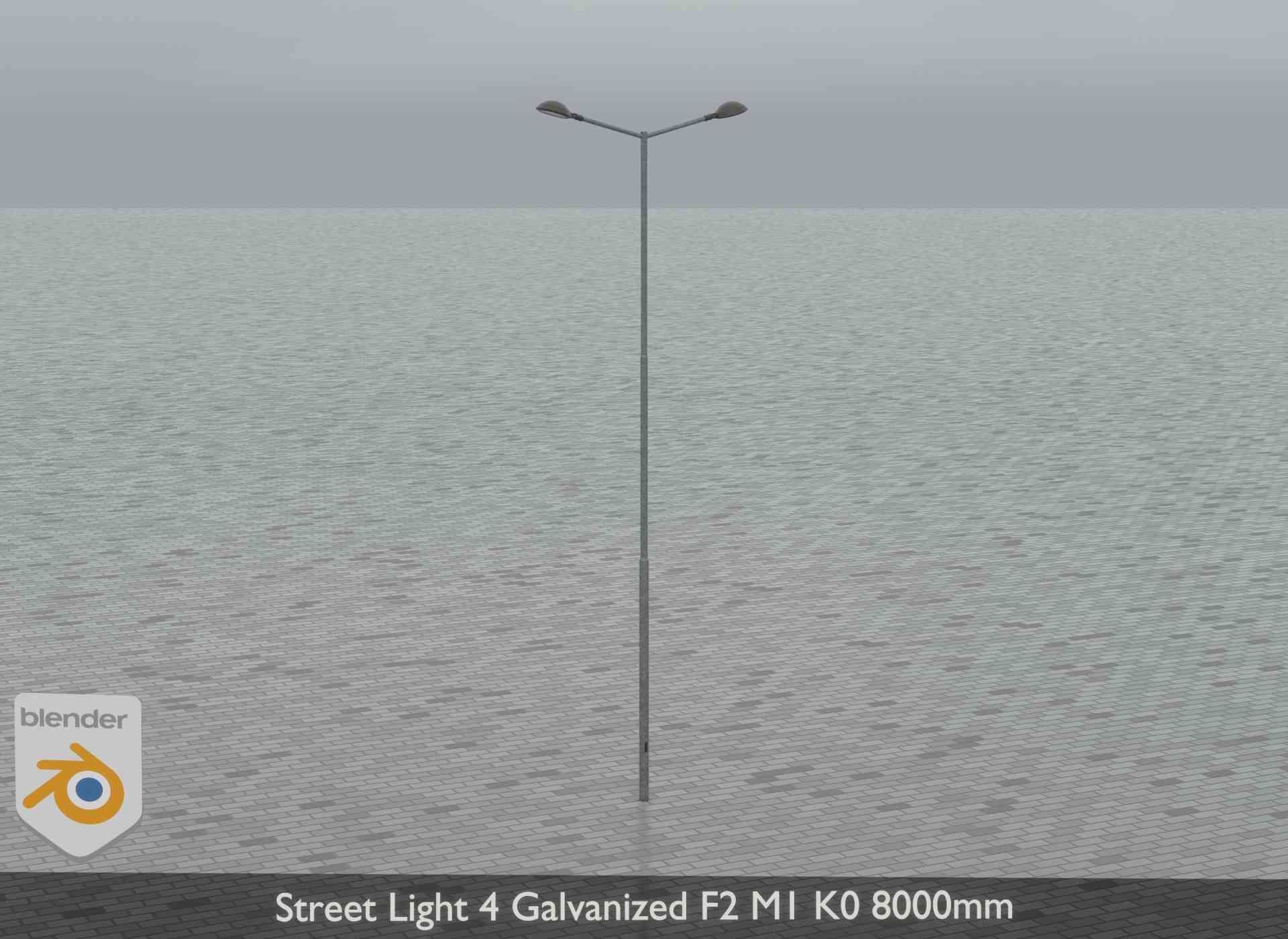 Street Light 4 Galvanized F2 M1 K0 8000mm Low-poly 3D model_17