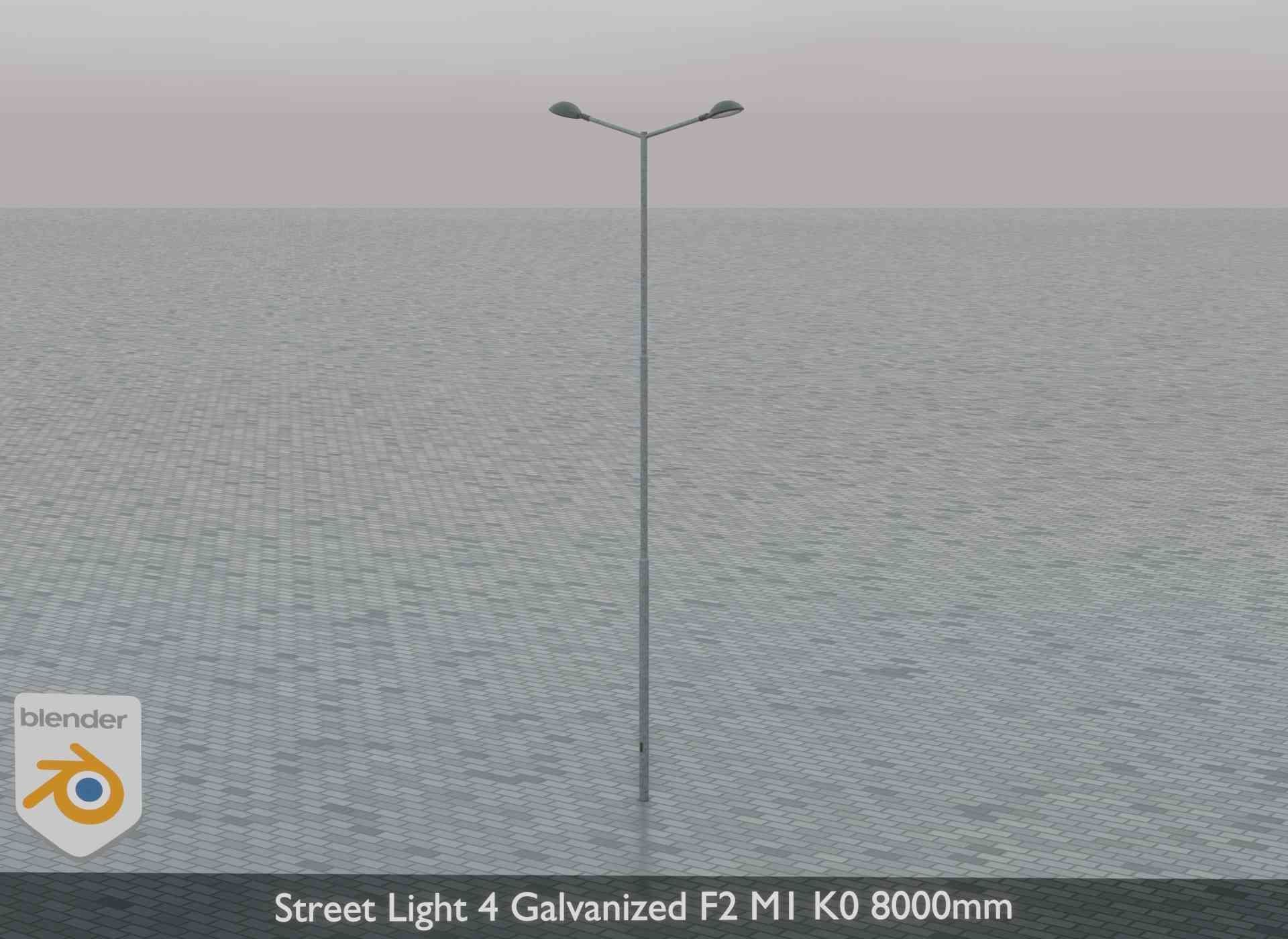 Street Light 4 Galvanized F2 M1 K0 8000mm Low-poly 3D model_4