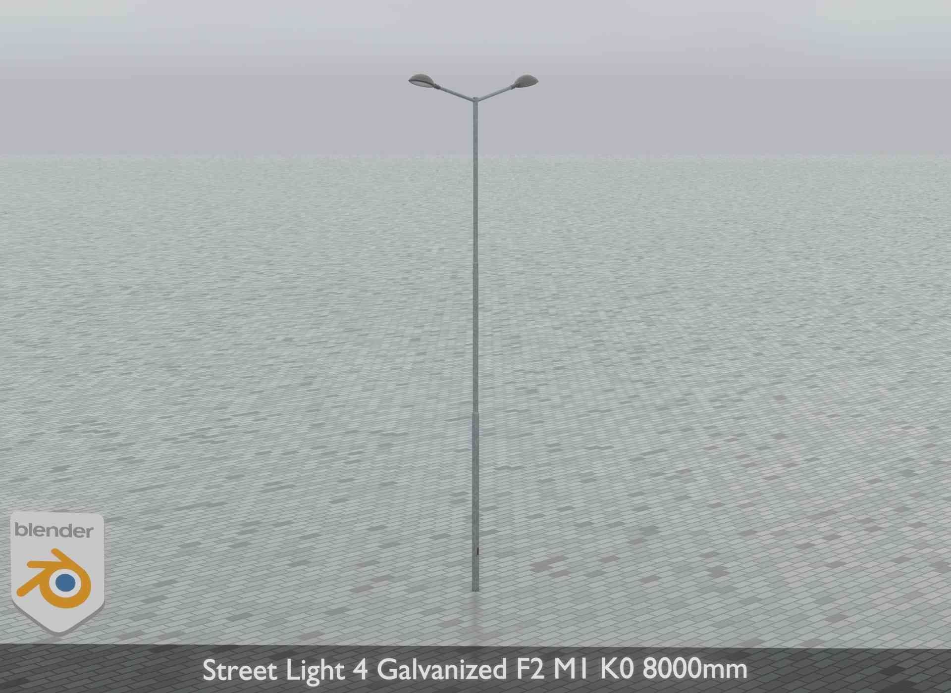 Street Light 4 Galvanized F2 M1 K0 8000mm Low-poly 3D model_15