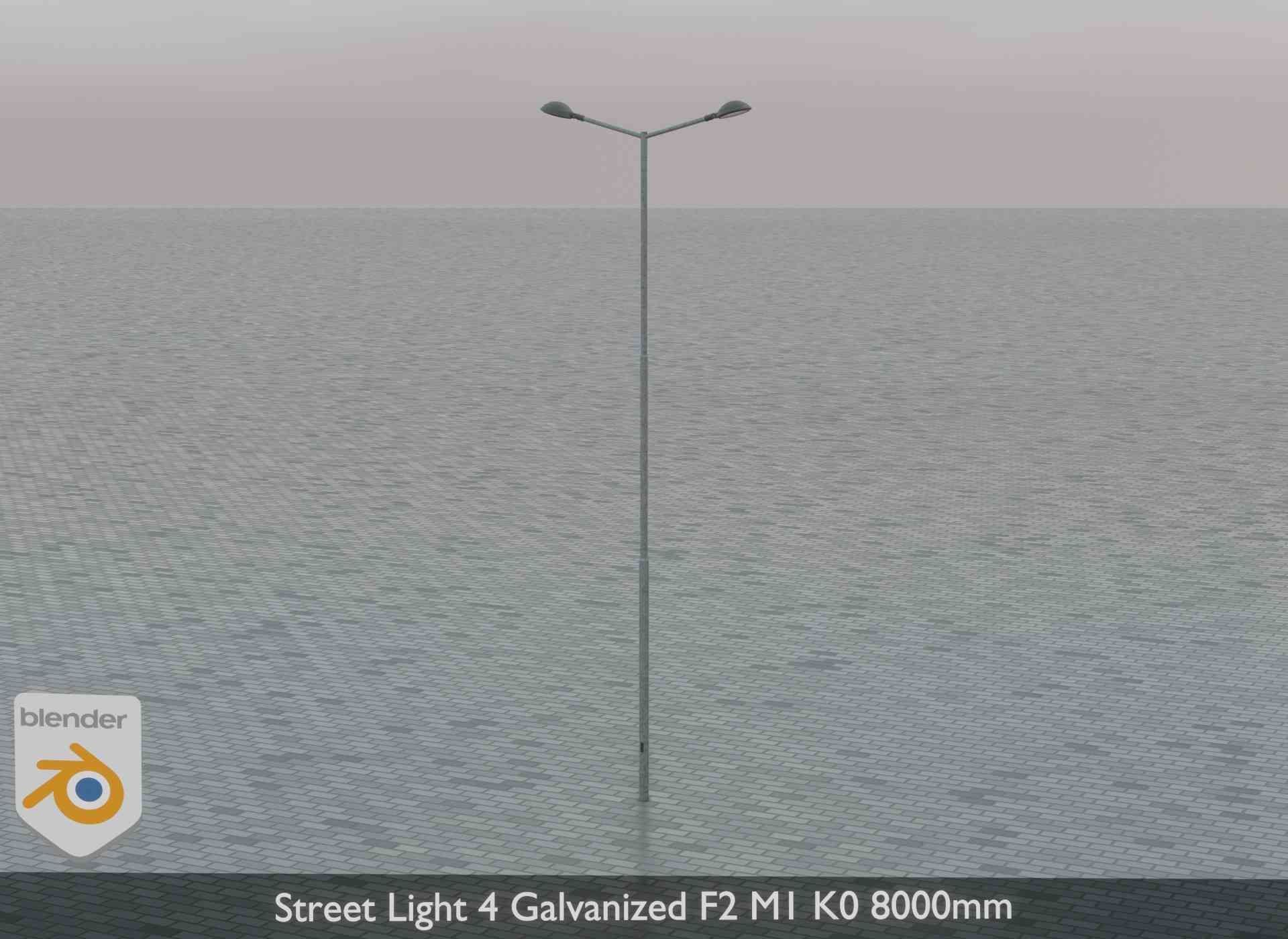 Street Light 4 Galvanized F2 M1 K0 8000mm Low-poly 3D model_3