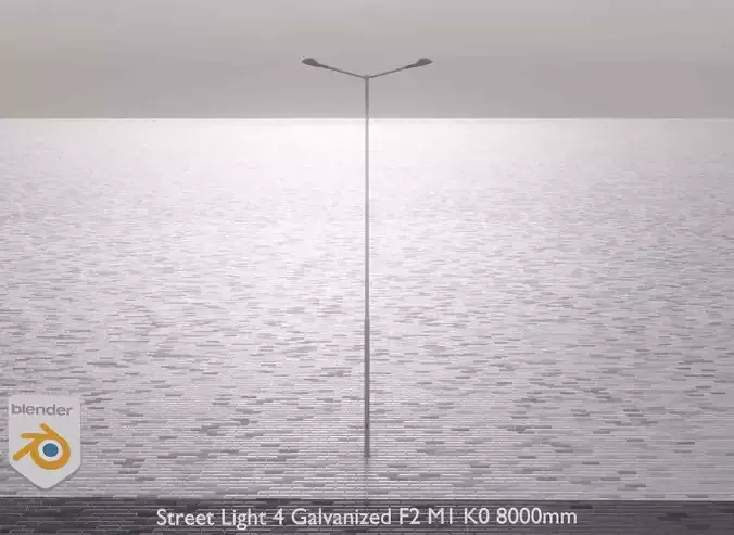 Street Light 4 Galvanized F2 M1 K0 8000mm Low-poly 3D model