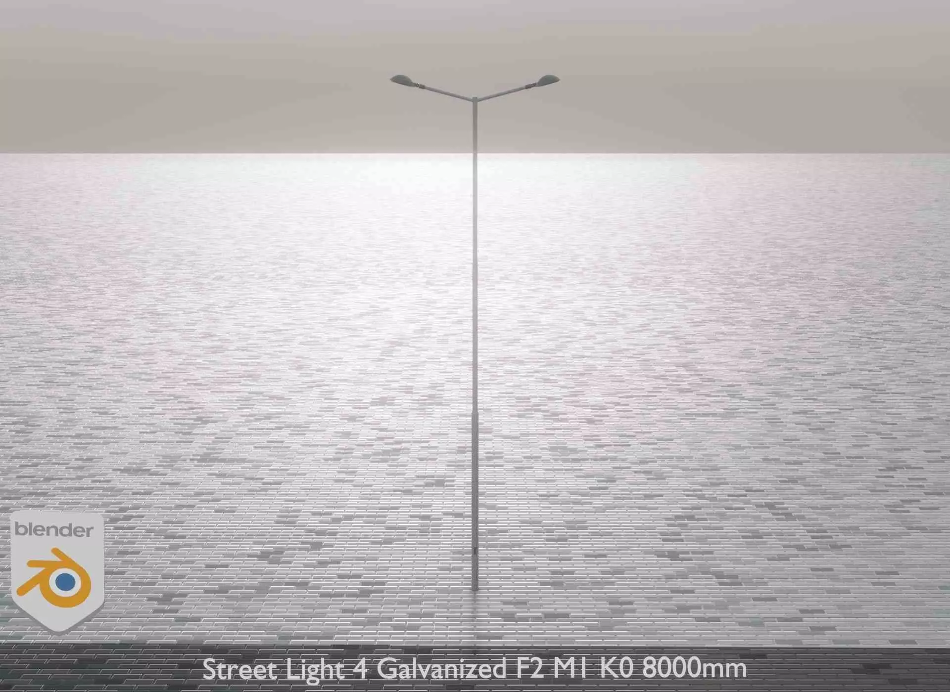 Street Light 4 Galvanized F2 M1 K0 8000mm Low-poly 3D model_0