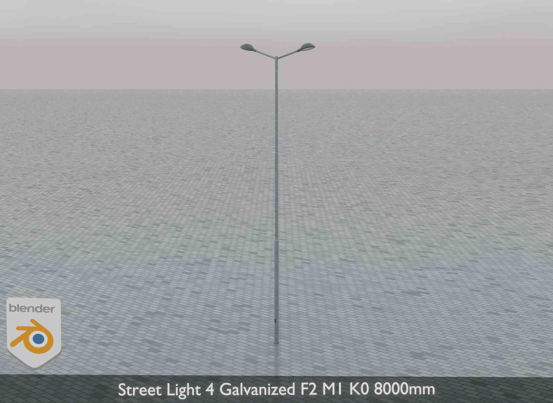 Street Light 4 Galvanized F2 M1 K0 8000mm Low-poly 3D model_5