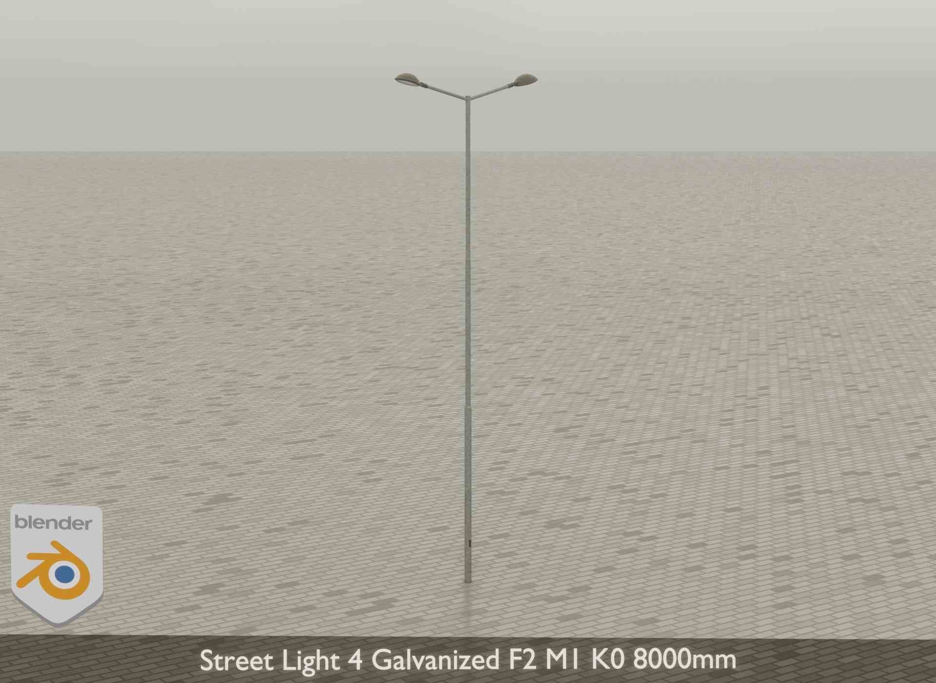 Street Light 4 Galvanized F2 M1 K0 8000mm Low-poly 3D model_36