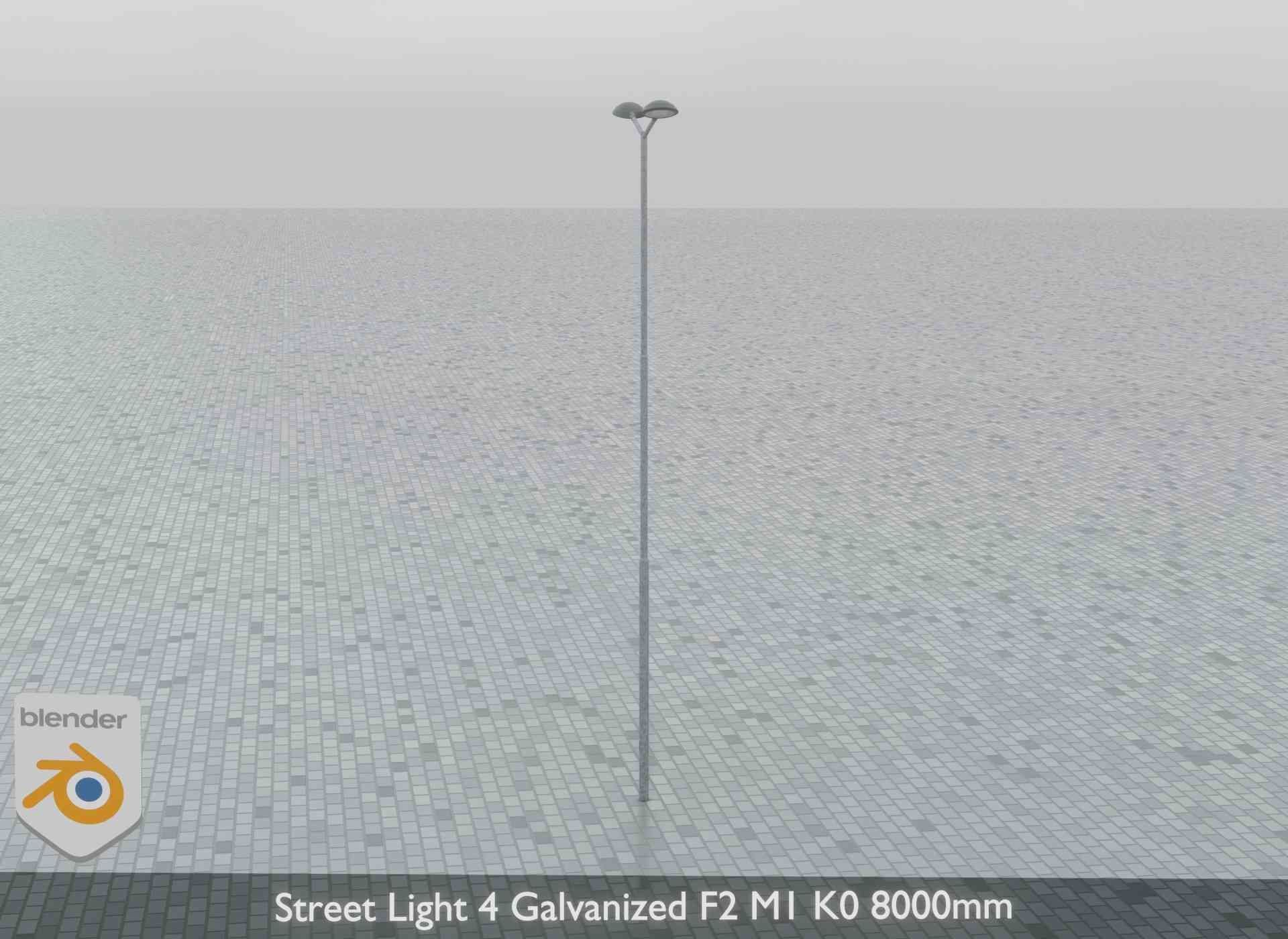 Street Light 4 Galvanized F2 M1 K0 8000mm Low-poly 3D model_9
