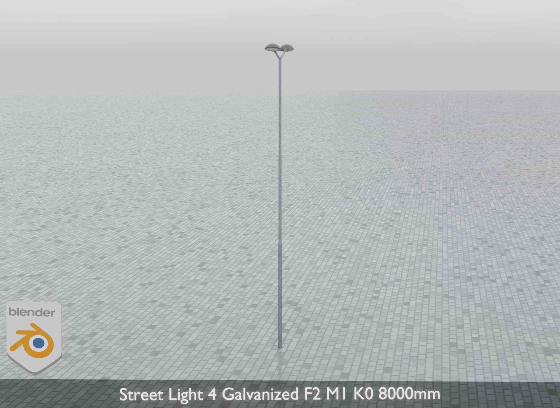 Street Light 4 Galvanized F2 M1 K0 8000mm Low-poly 3D model_11