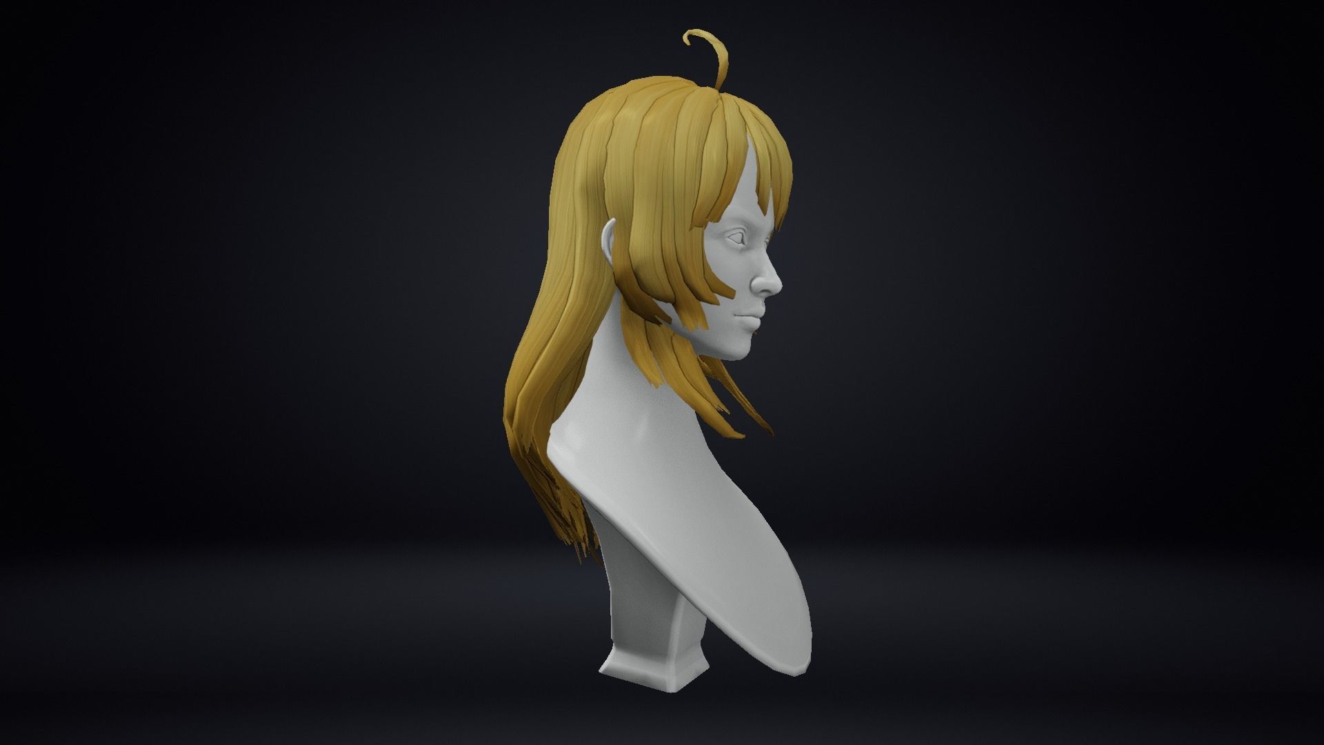 Female Hair Low-poly 3D model_5