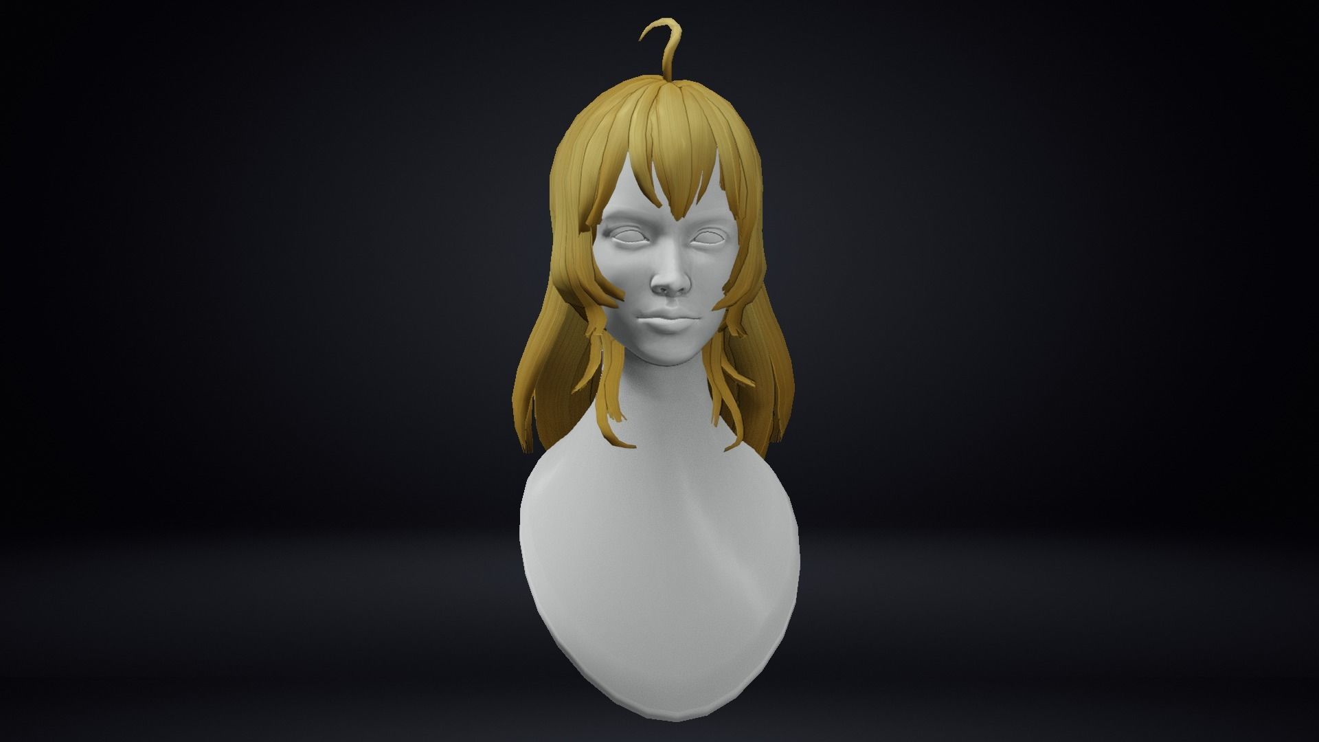 Female Hair Low-poly 3D model_12
