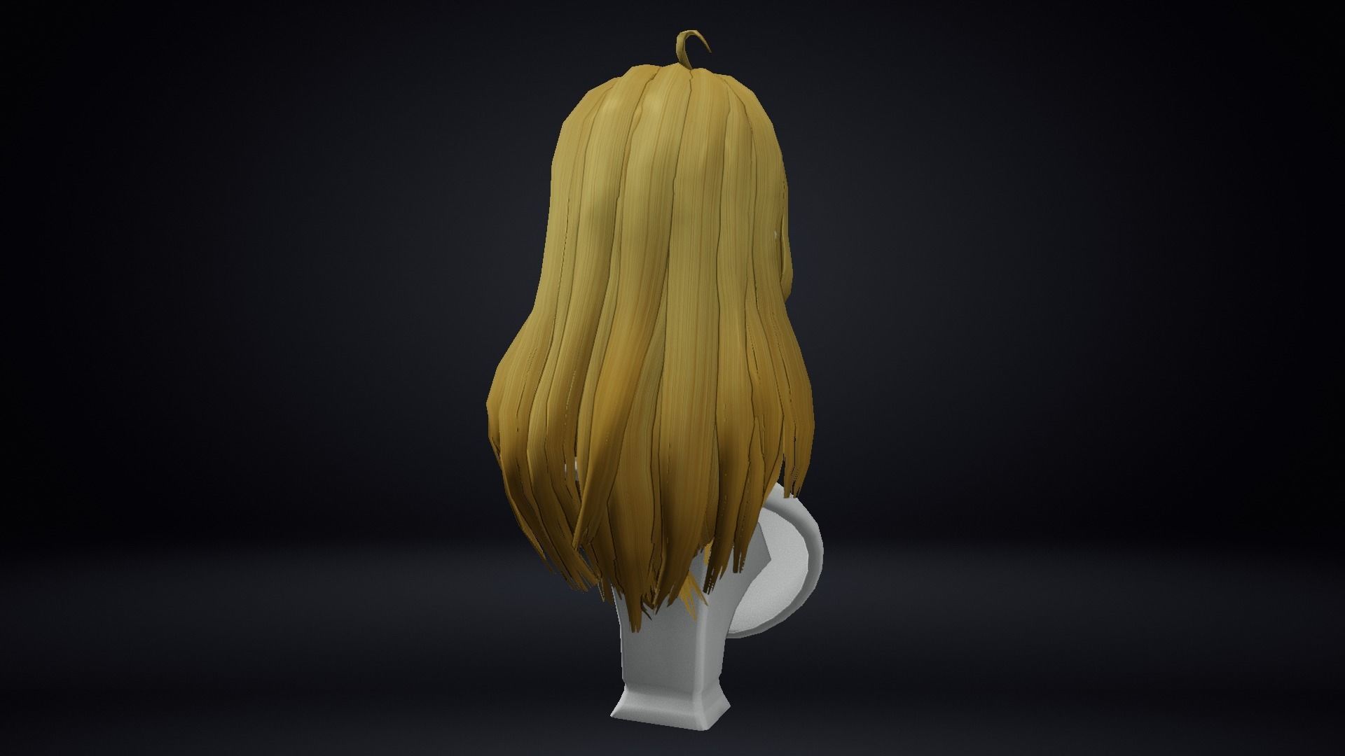 Female Hair Low-poly 3D model_2