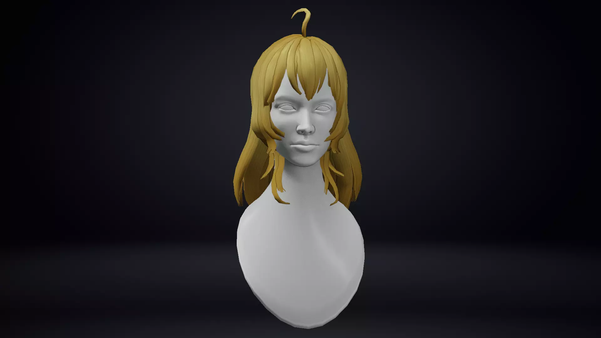 Female Hair Low-poly 3D model_0