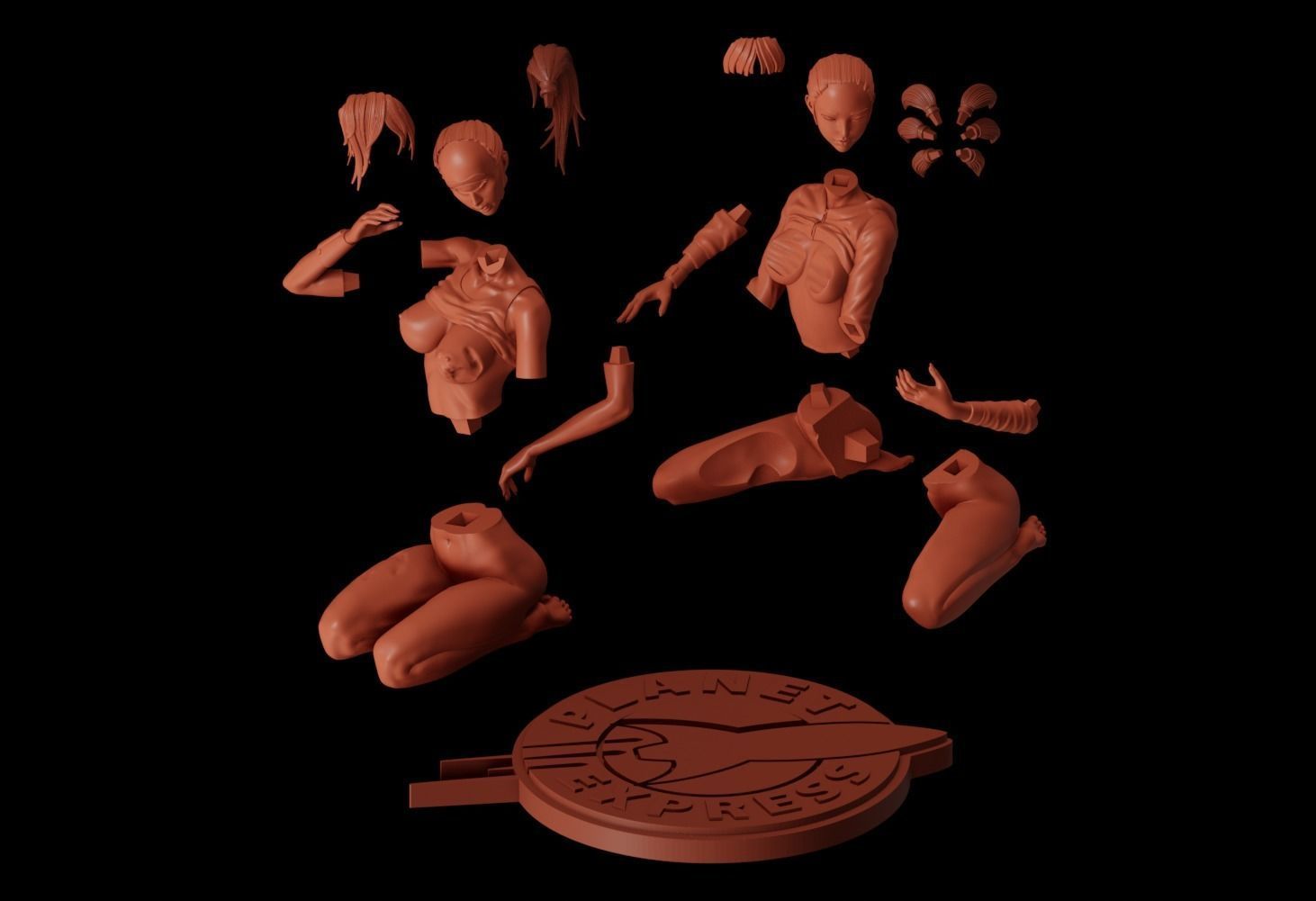 Futurama Girls - 1to10 statue STL file NSFW 3D print model 3D print model_23