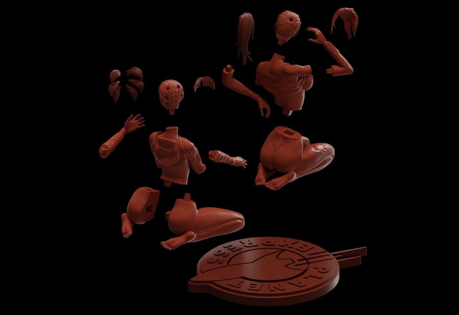 Futurama Girls - 1to10 statue STL file NSFW 3D print model 3D print model_24