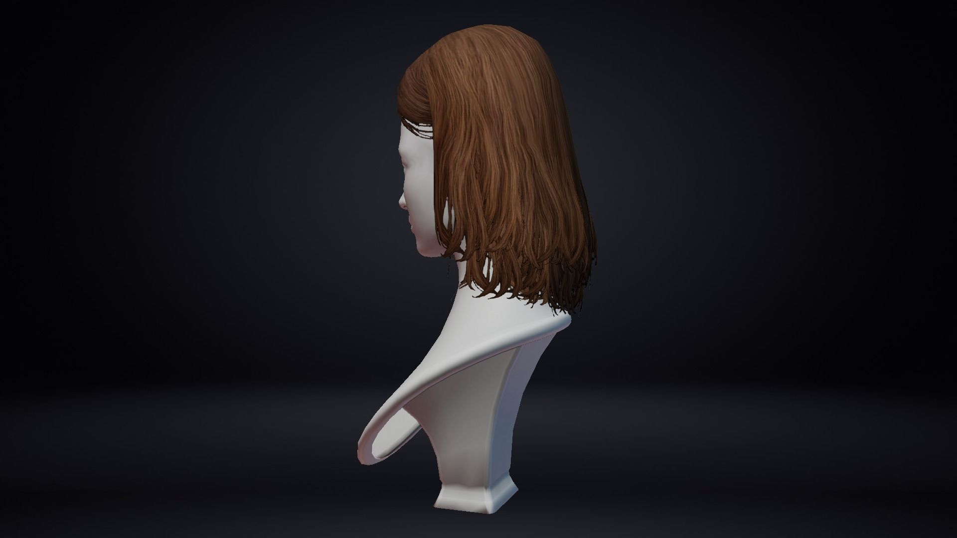 Female Hair Low-poly 3D model_12