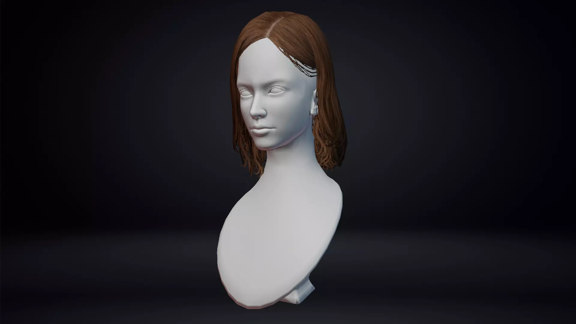 Female Hair Low-poly 3D model_0