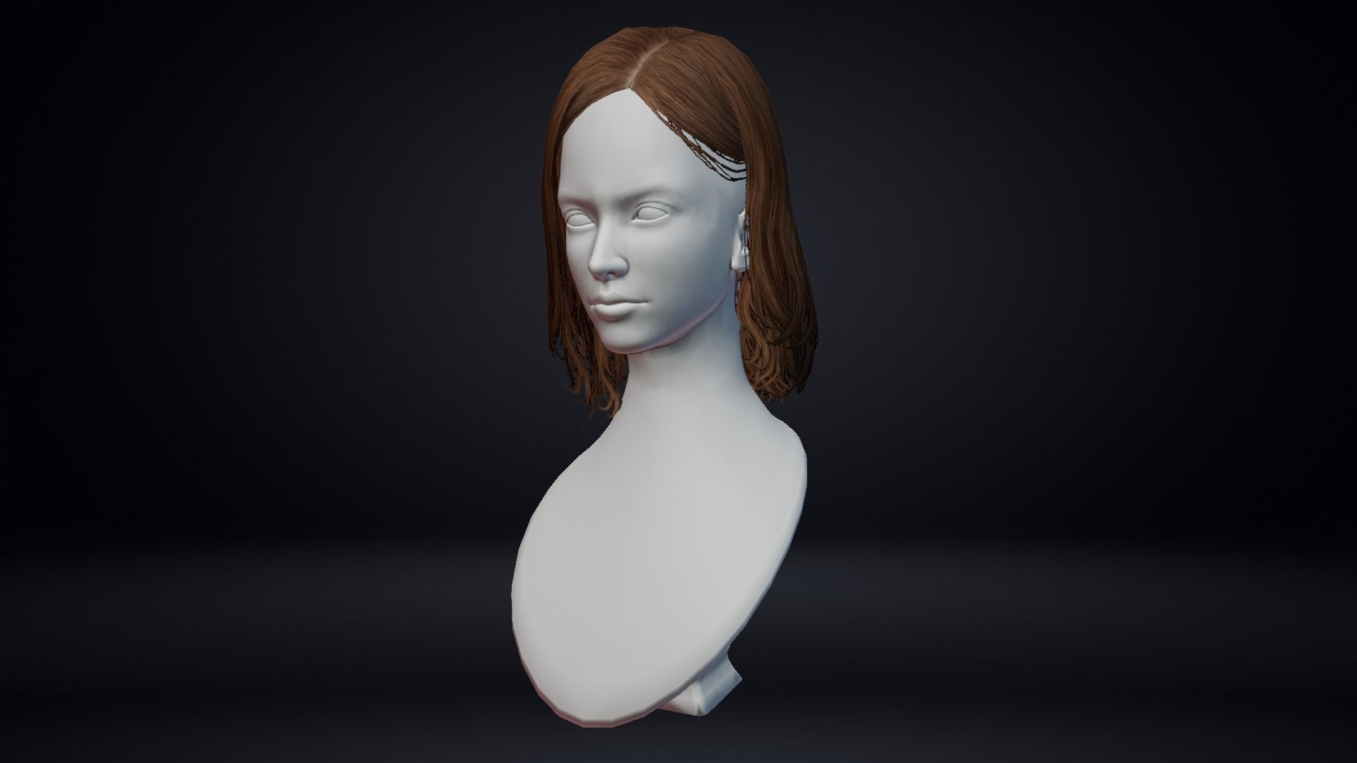 Female Hair Low-poly 3D model_5