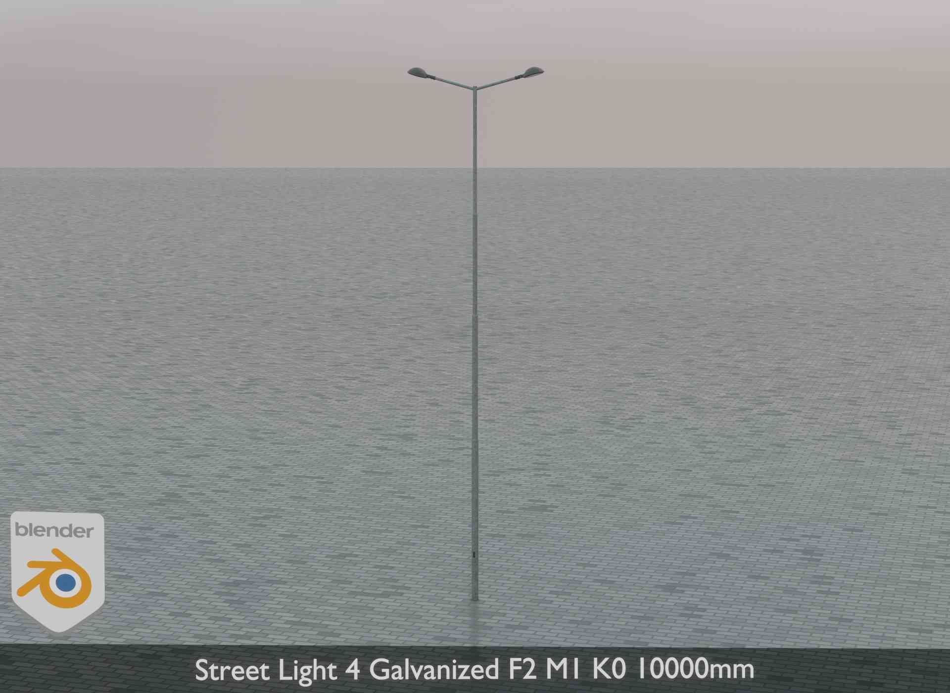 Street Light 4 Galvanized F2 M1 K0 8000mm Low-poly 3D model_2