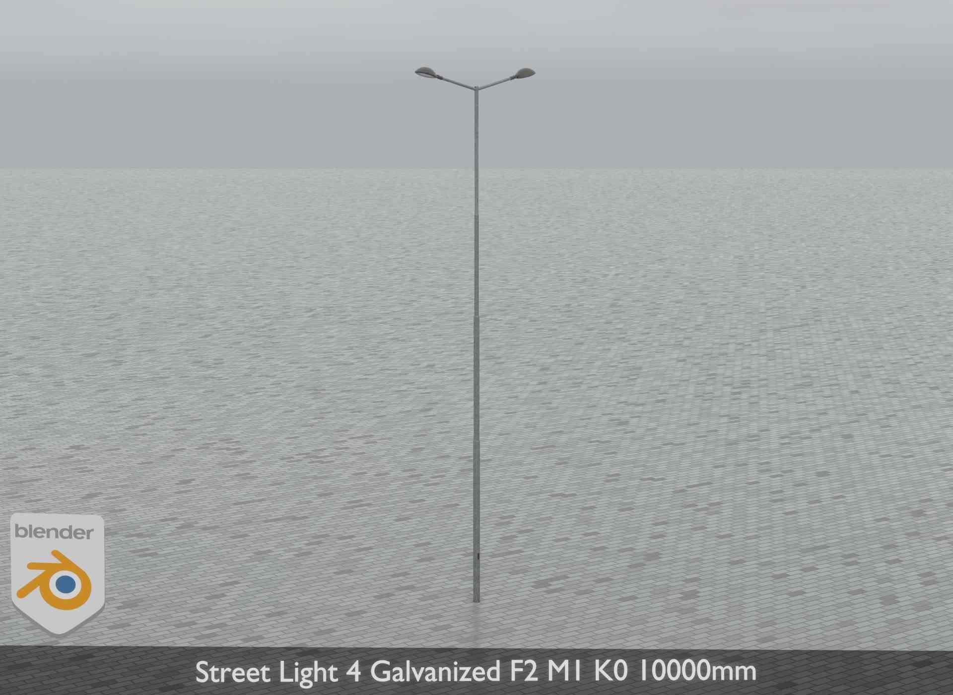 Street Light 4 Galvanized F2 M1 K0 8000mm Low-poly 3D model_16