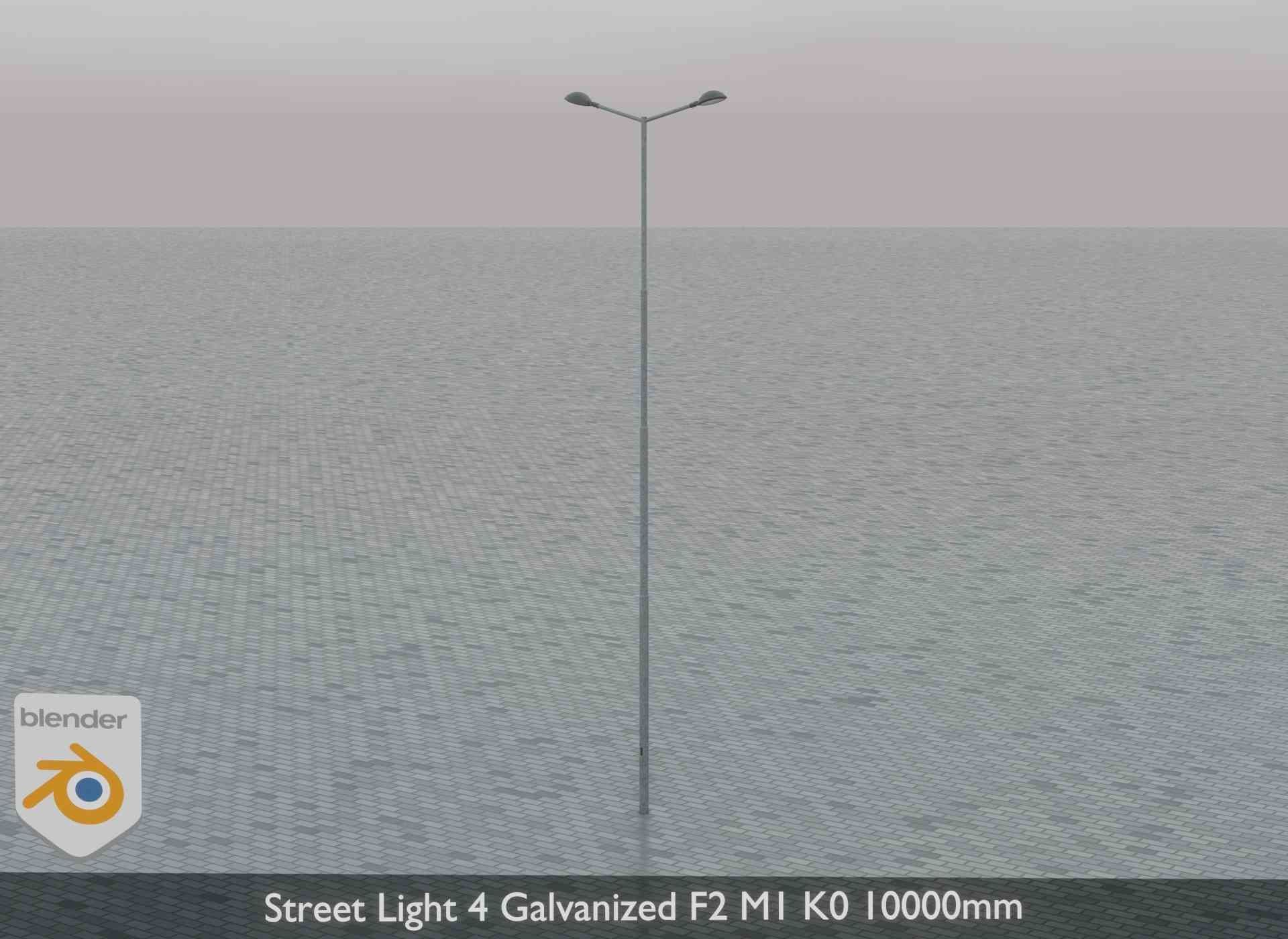Street Light 4 Galvanized F2 M1 K0 8000mm Low-poly 3D model_4