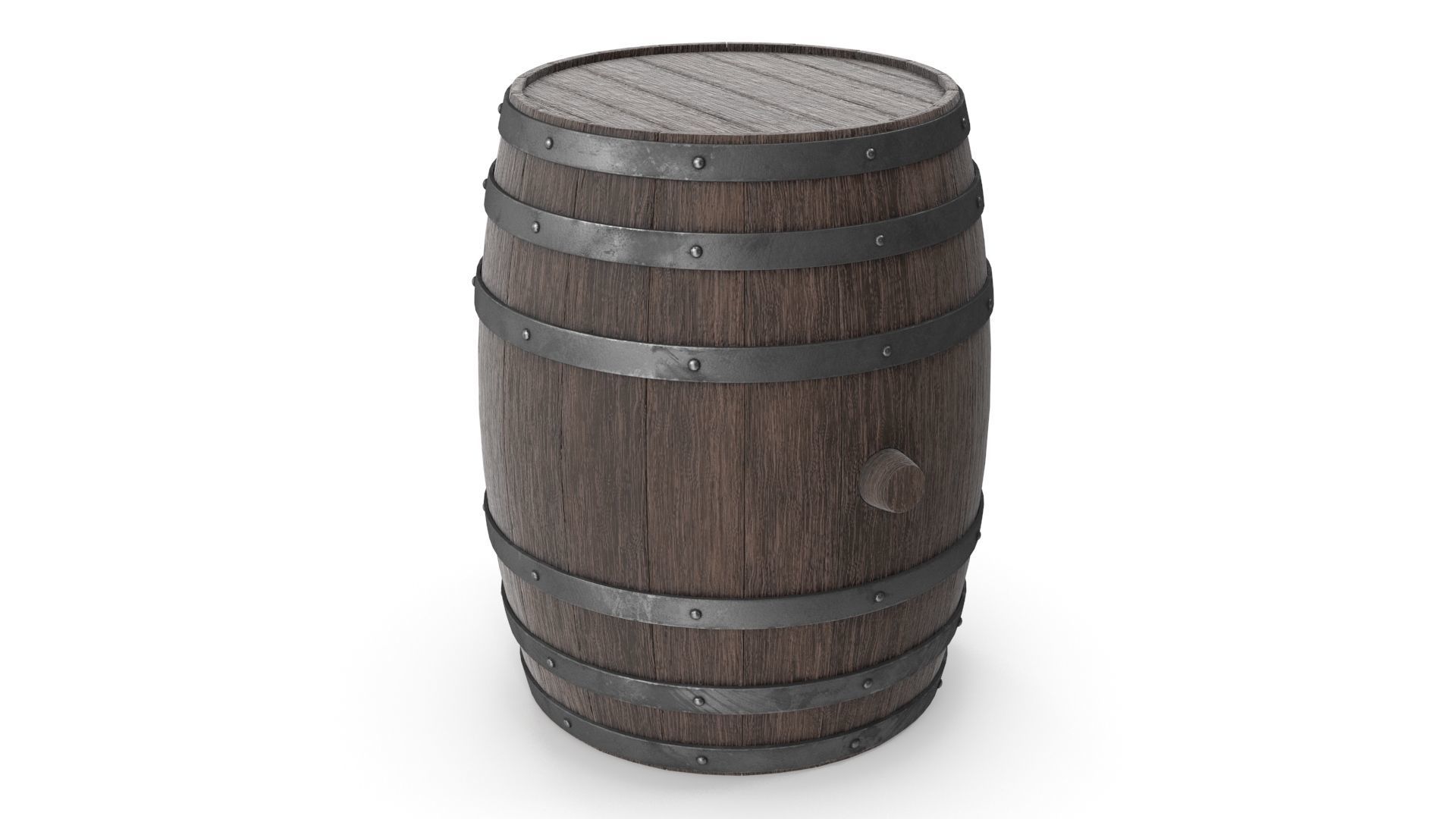 Wooden barrels set 3D model_2