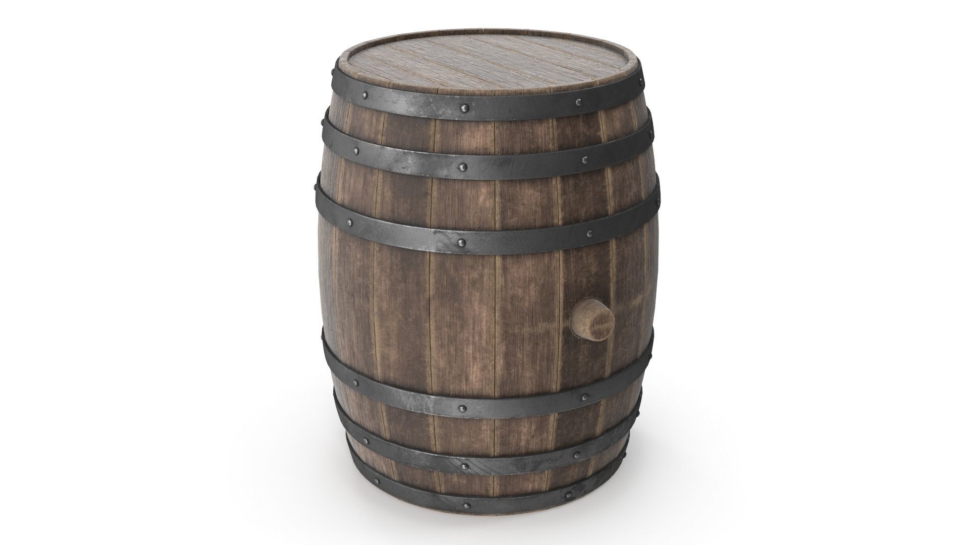 Wooden barrels set 3D model_5