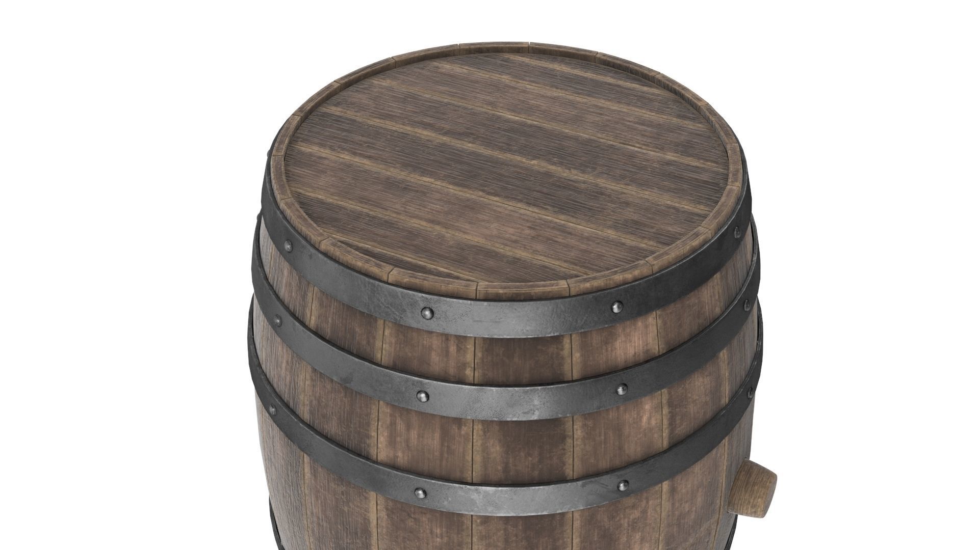 Wooden barrels set 3D model_8