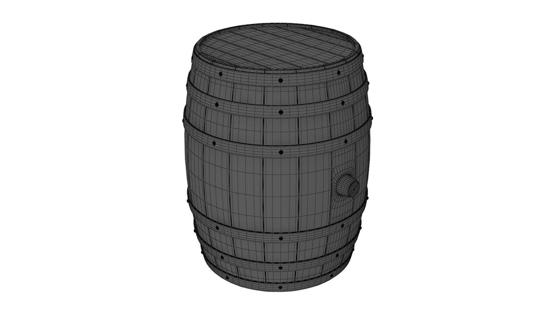 Wooden barrels set 3D model_11