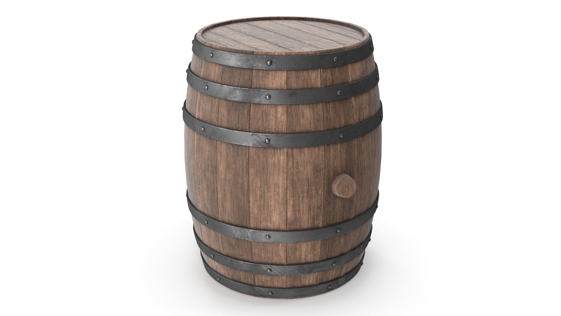 Wooden barrels set 3D model_3