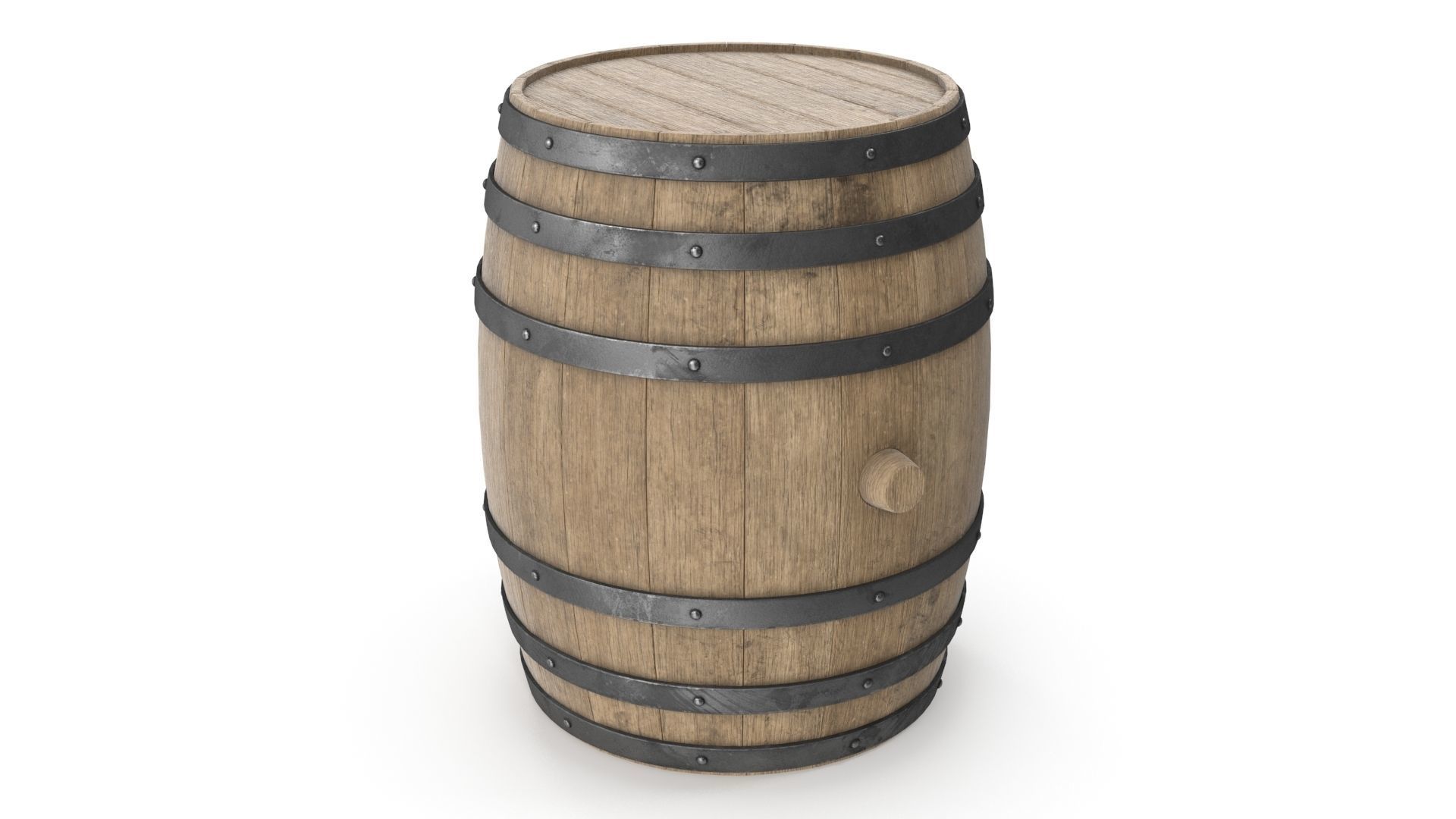 Wooden barrels set 3D model_1