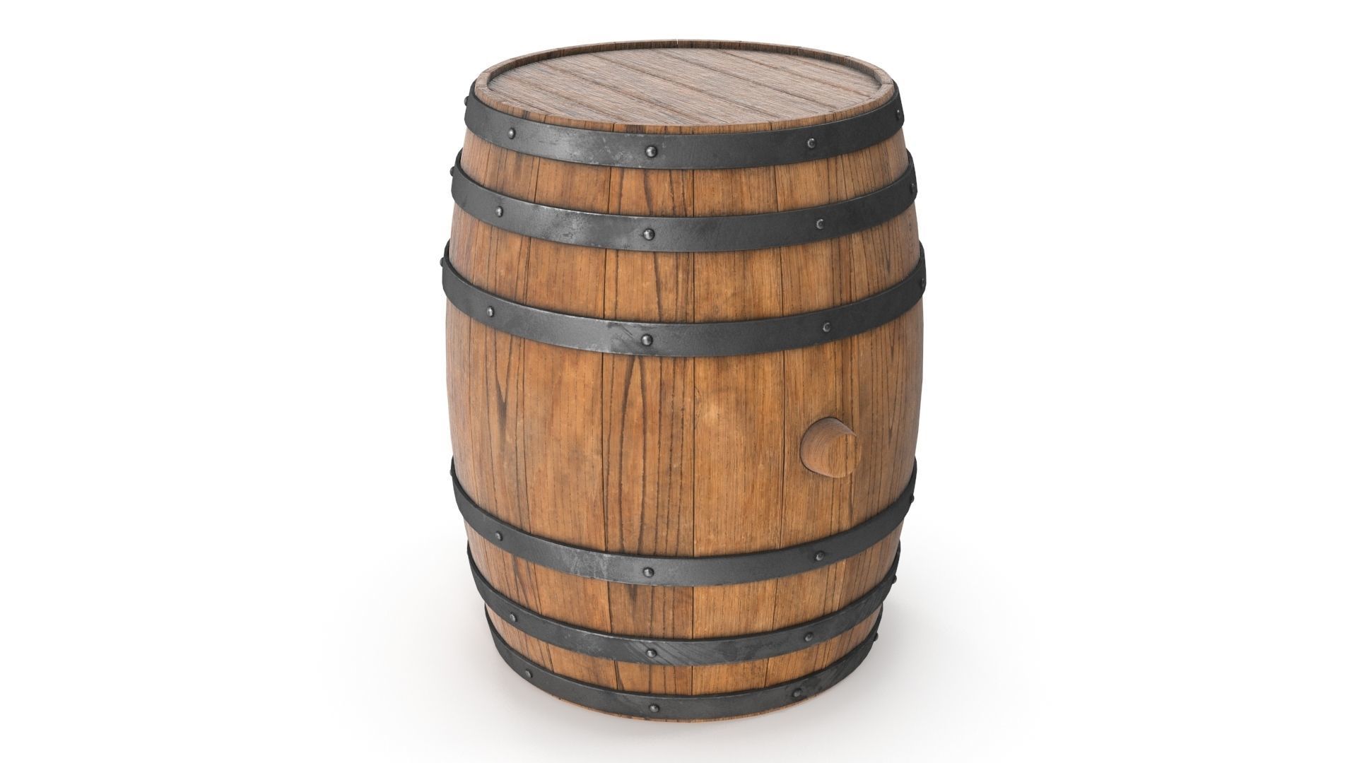 Wooden barrels set 3D model_4