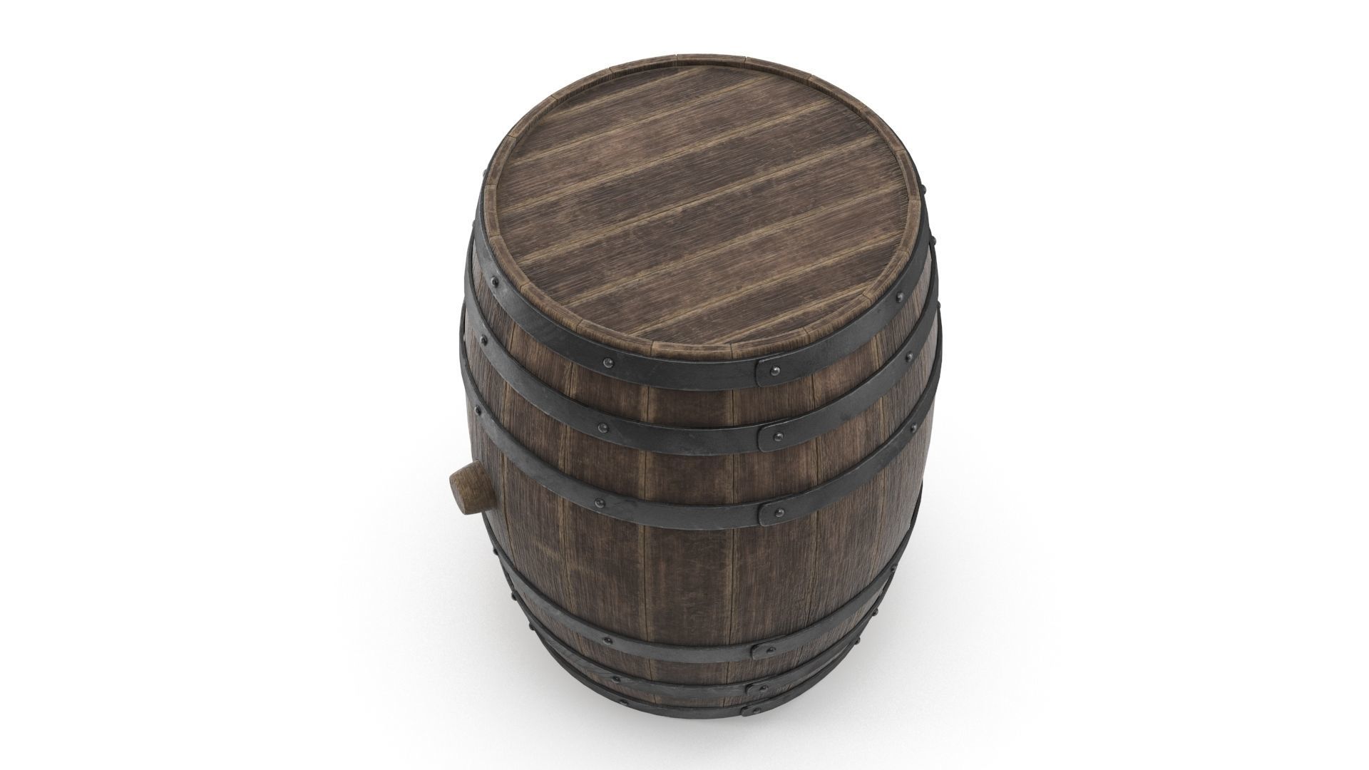 Wooden barrels set 3D model_6