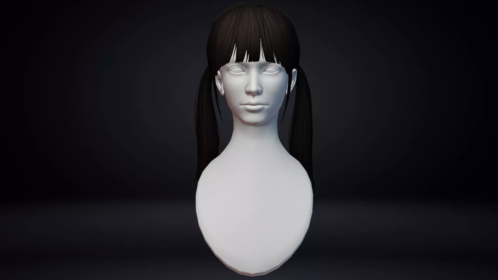 Female Hair Low-poly 3D model_0