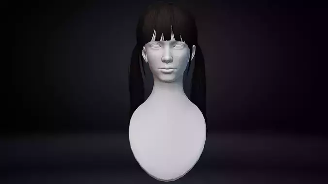 Female Hair Low-poly 3D model