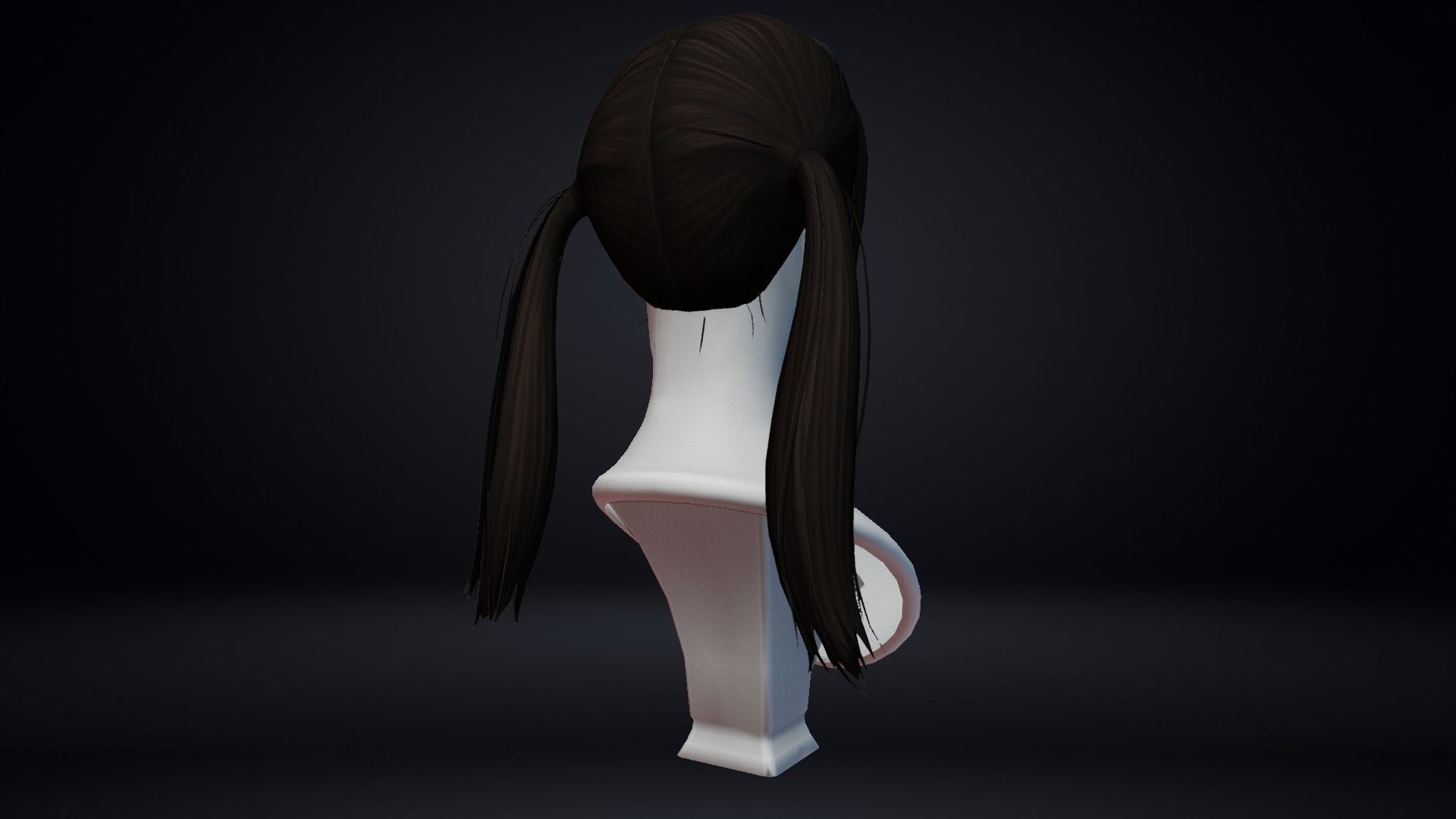 Female Hair Low-poly 3D model_14