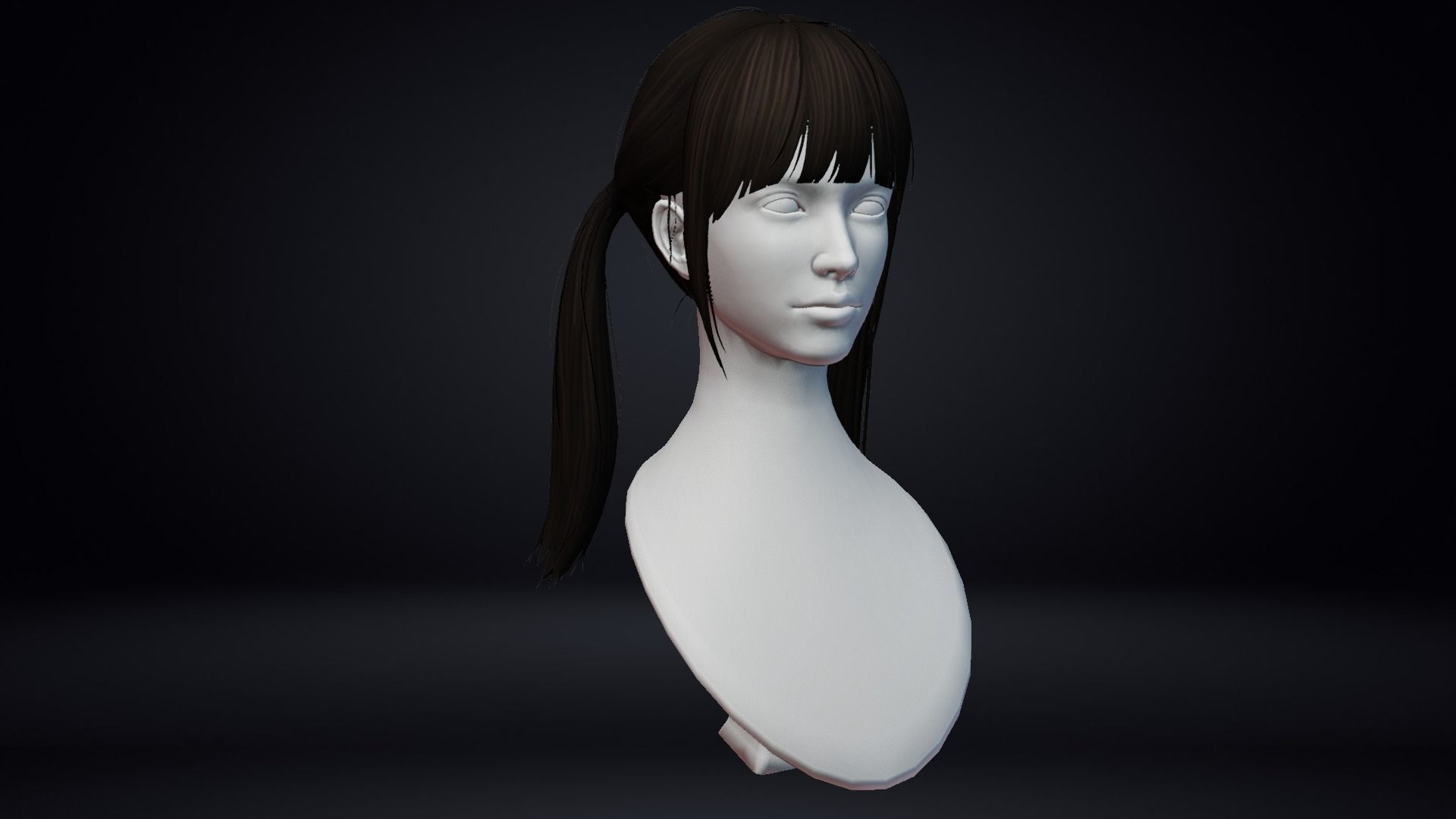 Female Hair Low-poly 3D model_3