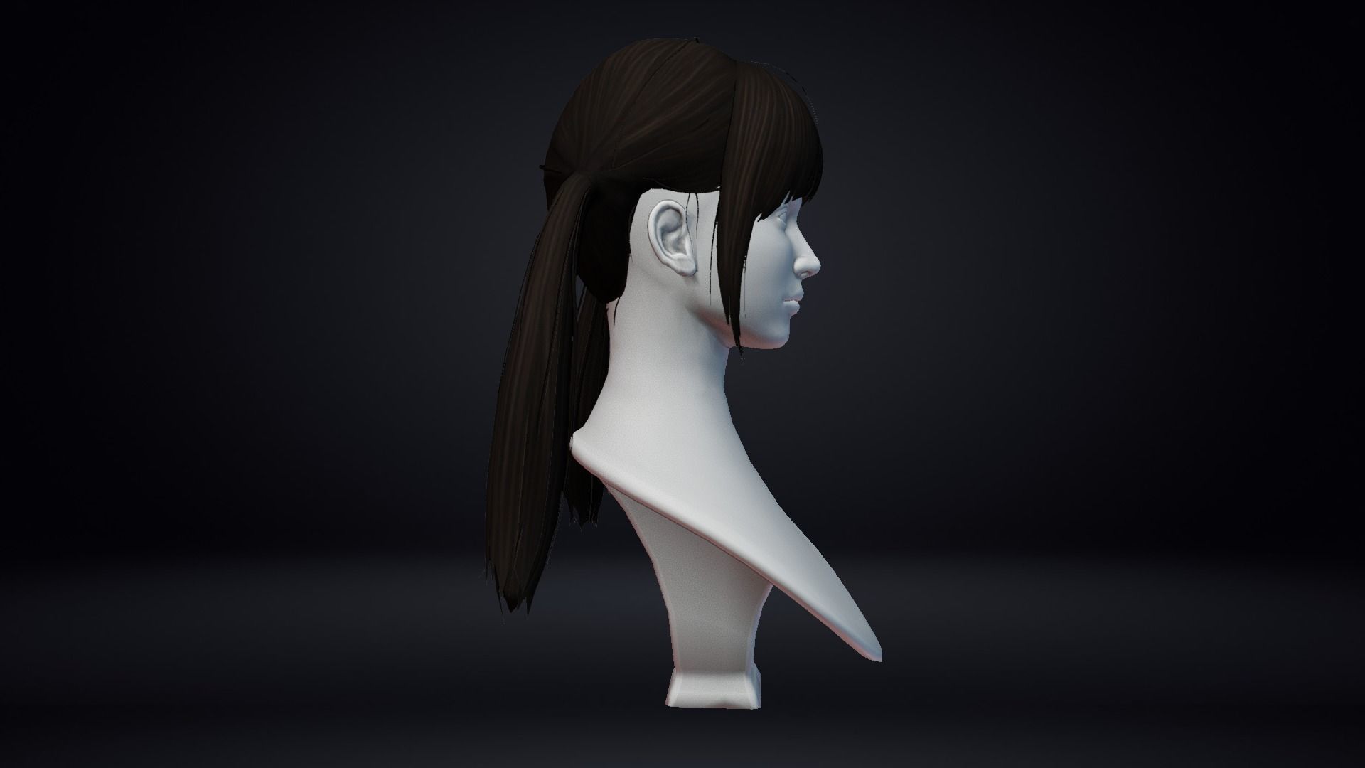 Female Hair Low-poly 3D model_5