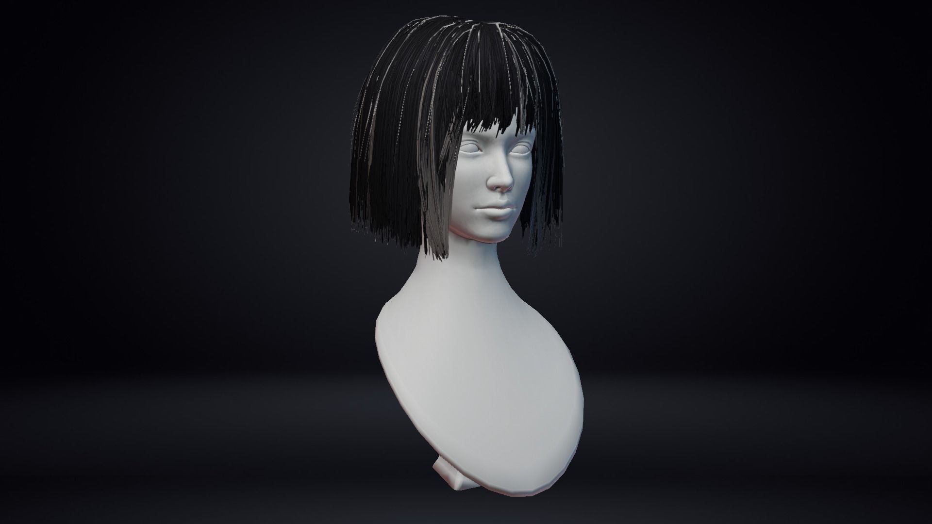 Female Hair Low-poly 3D model_6