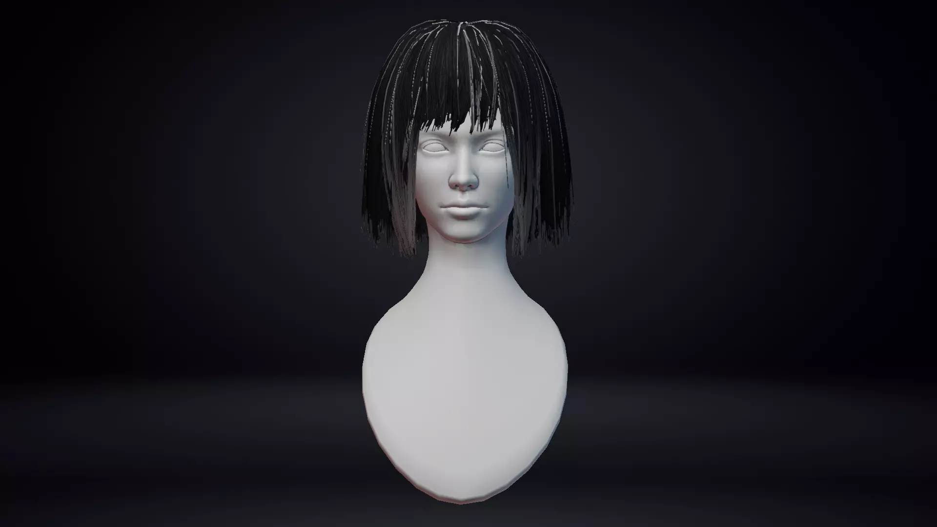 Female Hair Low-poly 3D model_0