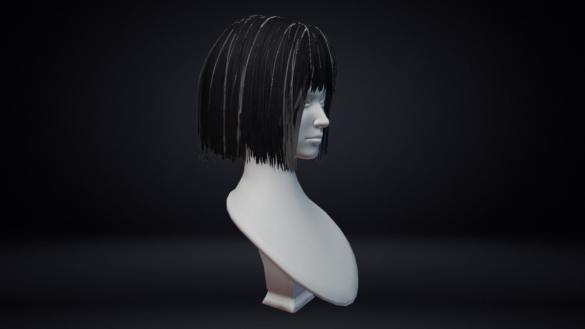 Female Hair Low-poly 3D model_7