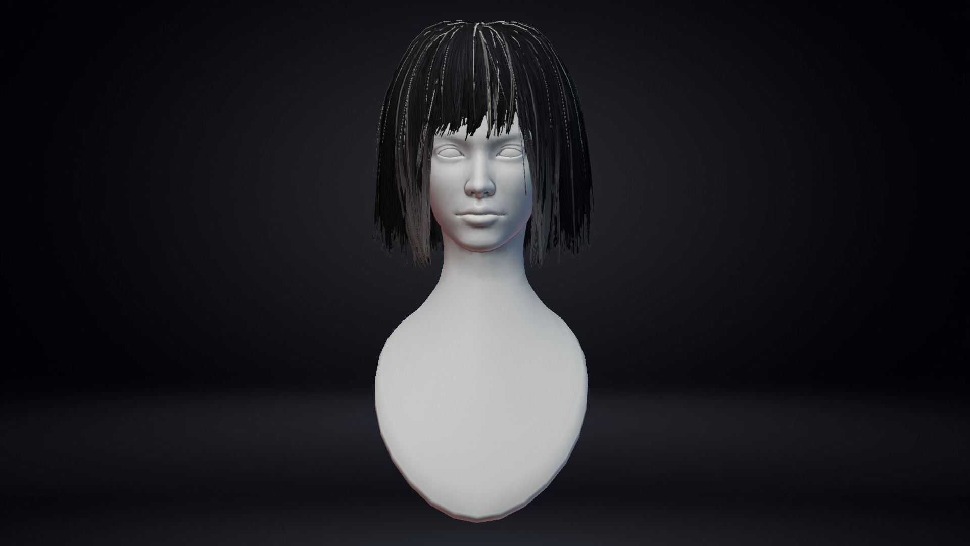 Female Hair Low-poly 3D model_5