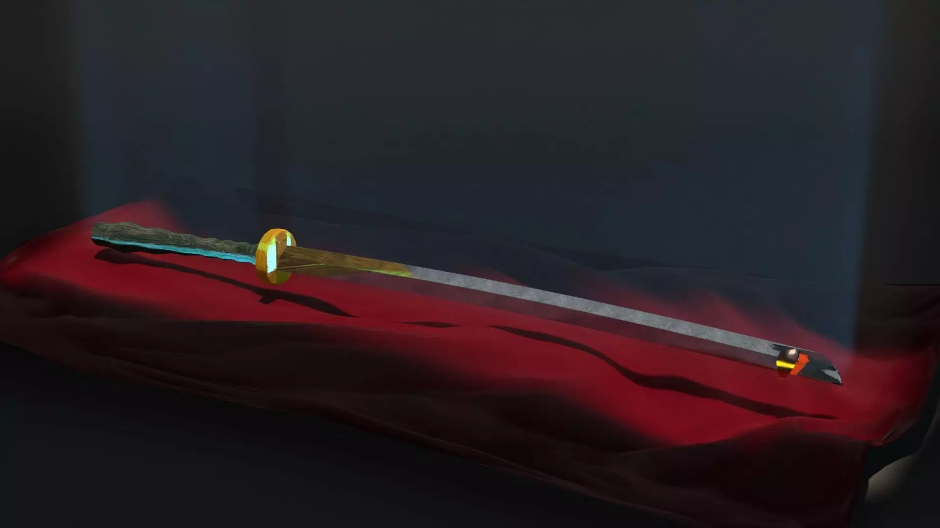 samurai sword katana Low-poly 3D model_0