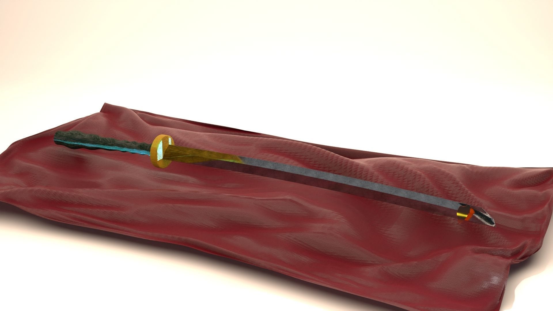 samurai sword katana Low-poly 3D model_1