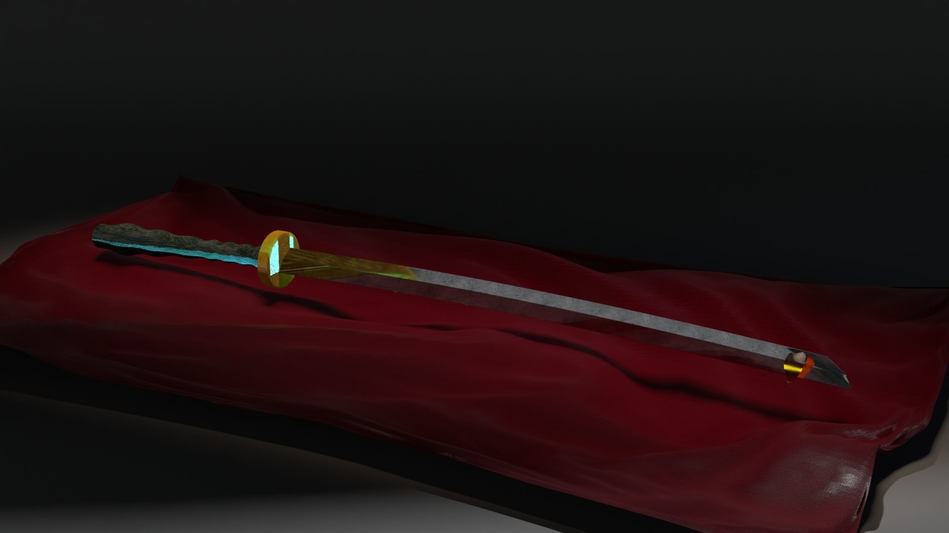 samurai sword katana Low-poly 3D model_2