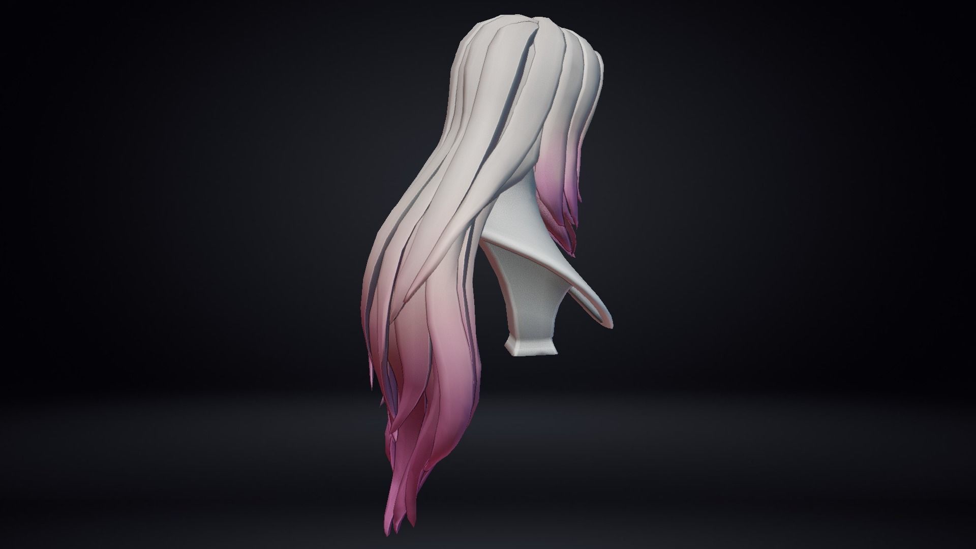 Female Hair Low-poly 3D model_12