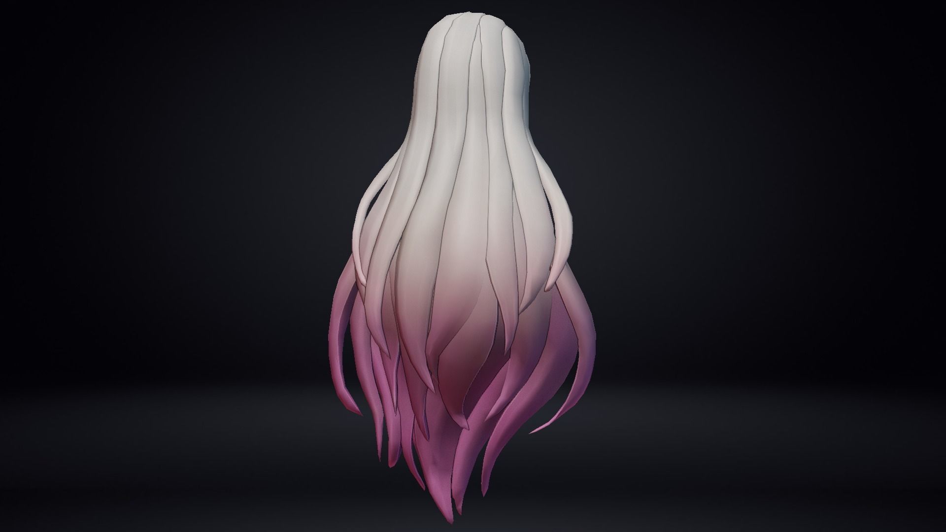 Female Hair Low-poly 3D model_8