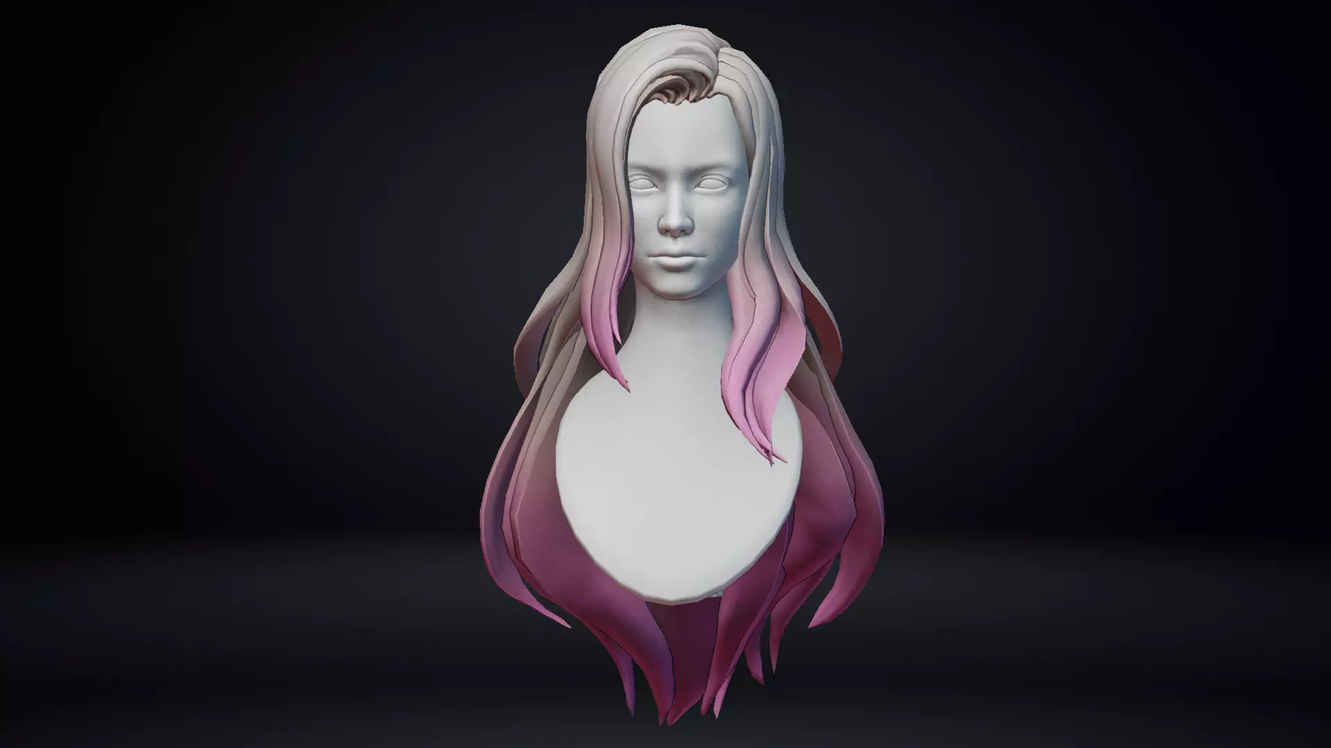 Female Hair Low-poly 3D model_0