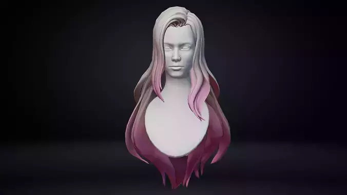Female Hair Low-poly 3D model
