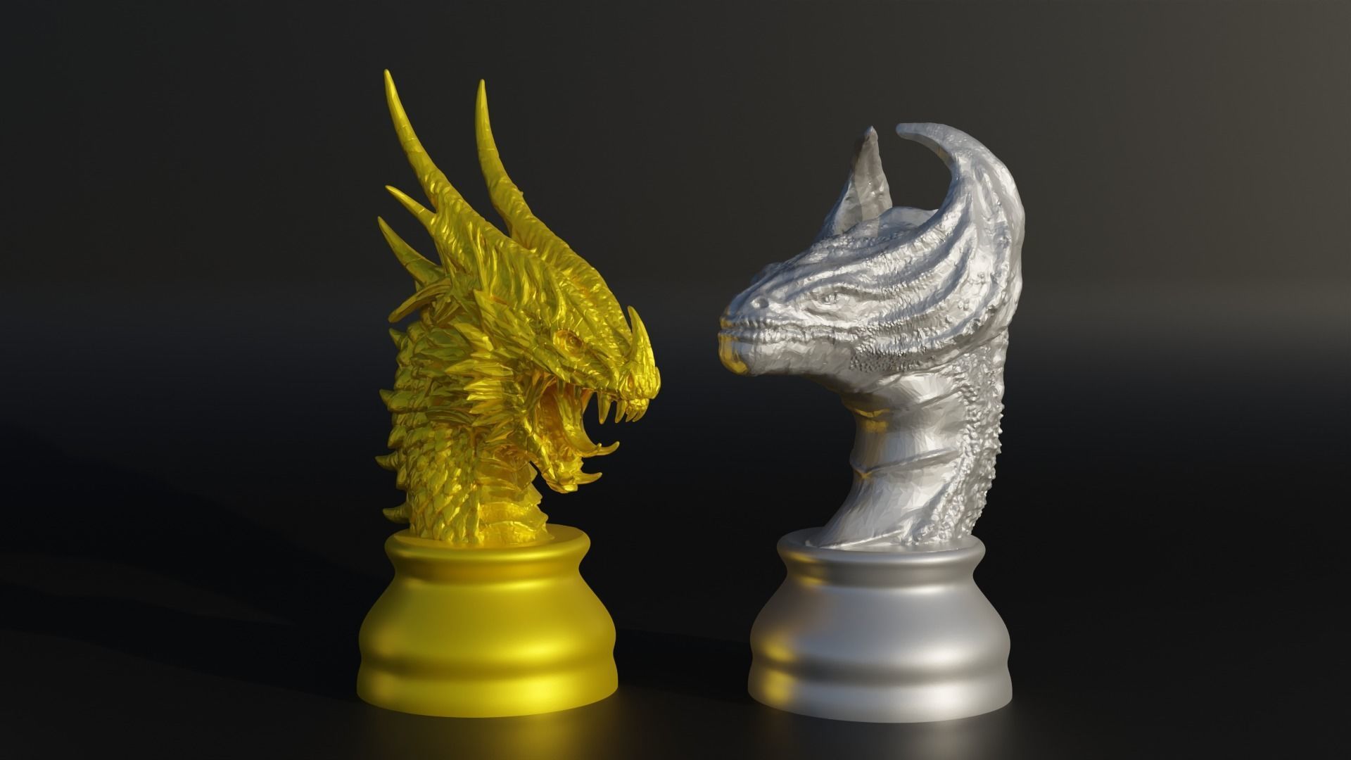 Dragon Figure Chess Set - 8 Different Pieces 3D print model_6