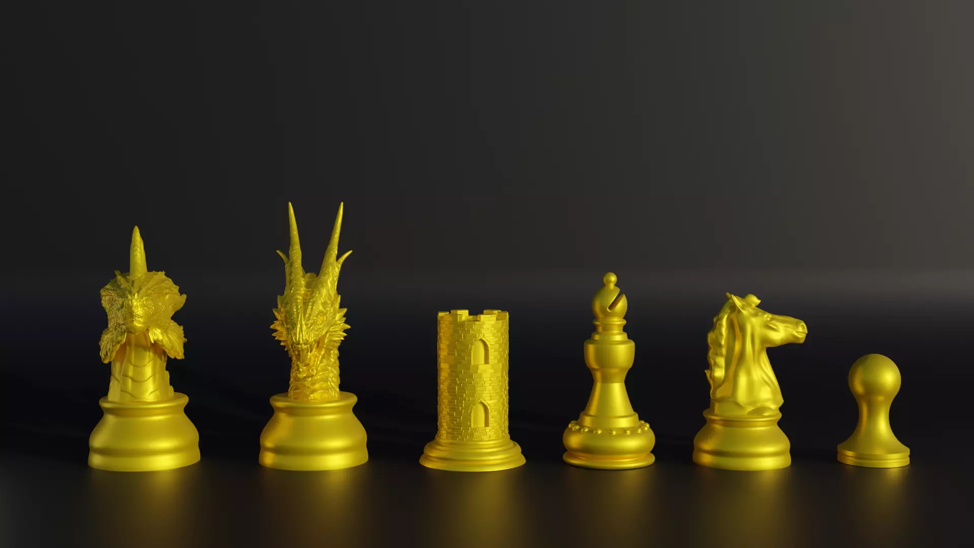 Dragon Figure Chess Set - 8 Different Pieces 3D print model_0