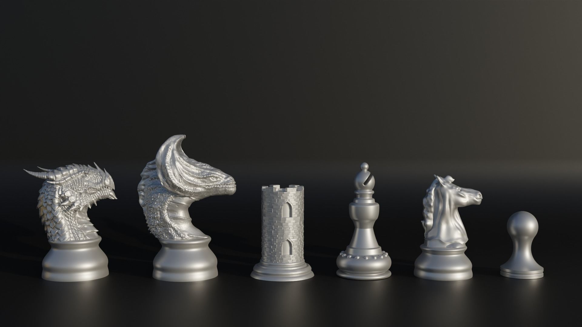 Dragon Figure Chess Set - 8 Different Pieces 3D print model_4